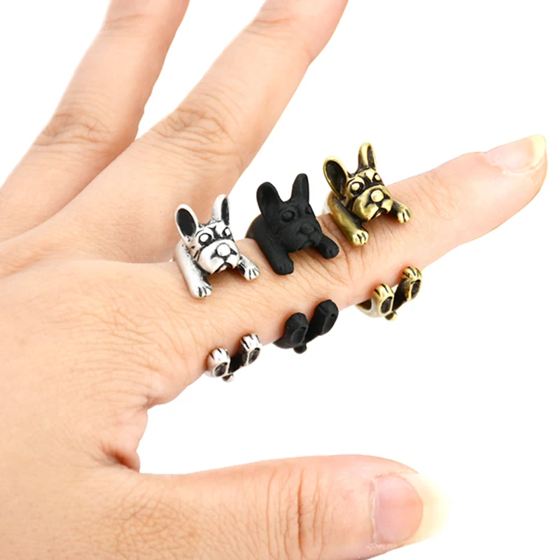 Реальное изображение панк винтажное 3D американское Bully Pitbull Dog Wrap Кольцо Anillos Бохо