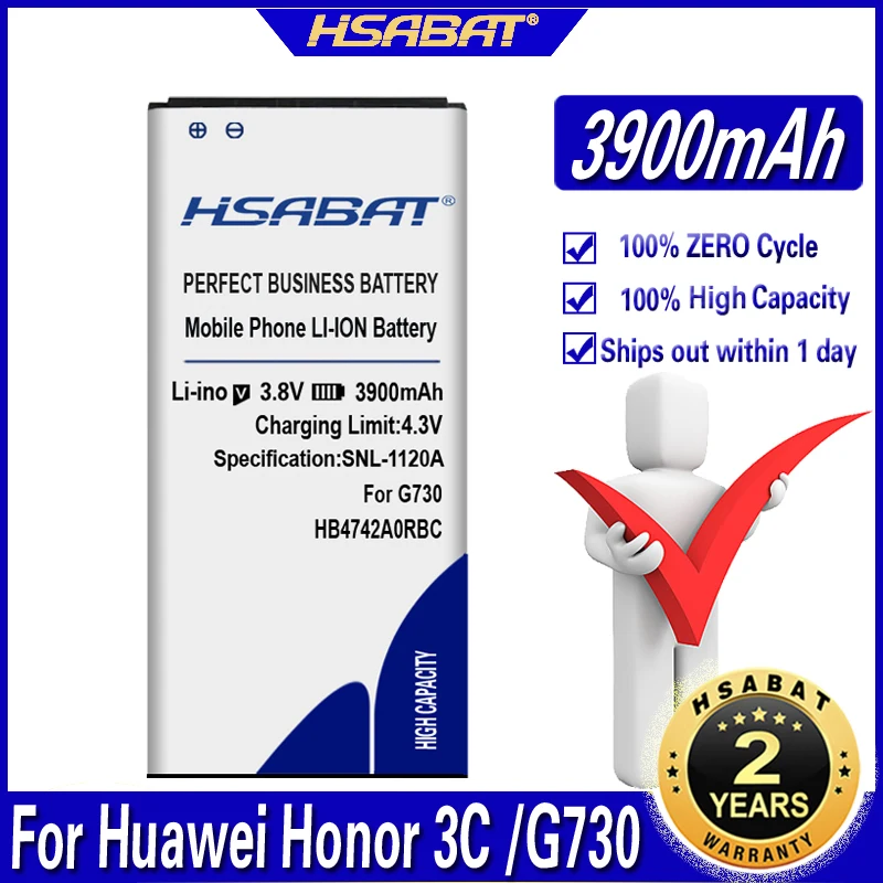 Аккумулятор HSABAT 3900 мАч HB4742A0RBC HB4742A0RBW для телефона Huawei Honor 3C Battery G730 G740|Аккумуляторы