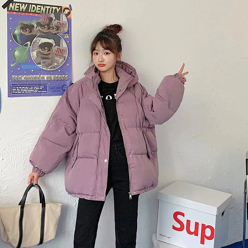 

Winter Coat Women Cotton-padded Jacket 2021 New Female Korean Hooded Loose Harajuku Jacket Women Warm Thick Short Parkas