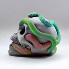 2 розы, змея, череп, силиконовая форма для свечей, для украшения рабочего стола ручной работы, гипсовая эпоксидная смола, силиконовая форма для ароматерапии, свечи