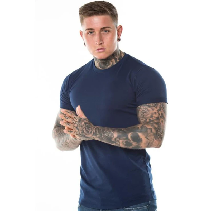 Футболка мужская с круглым вырезом модная тенниска из 100% хлопка повседневная