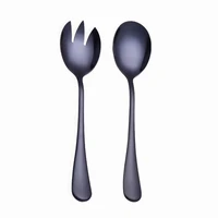western tableware salad spoon and fork stainless steel cutlery dinnerware set black tableware dinner set cutlery forks spoons