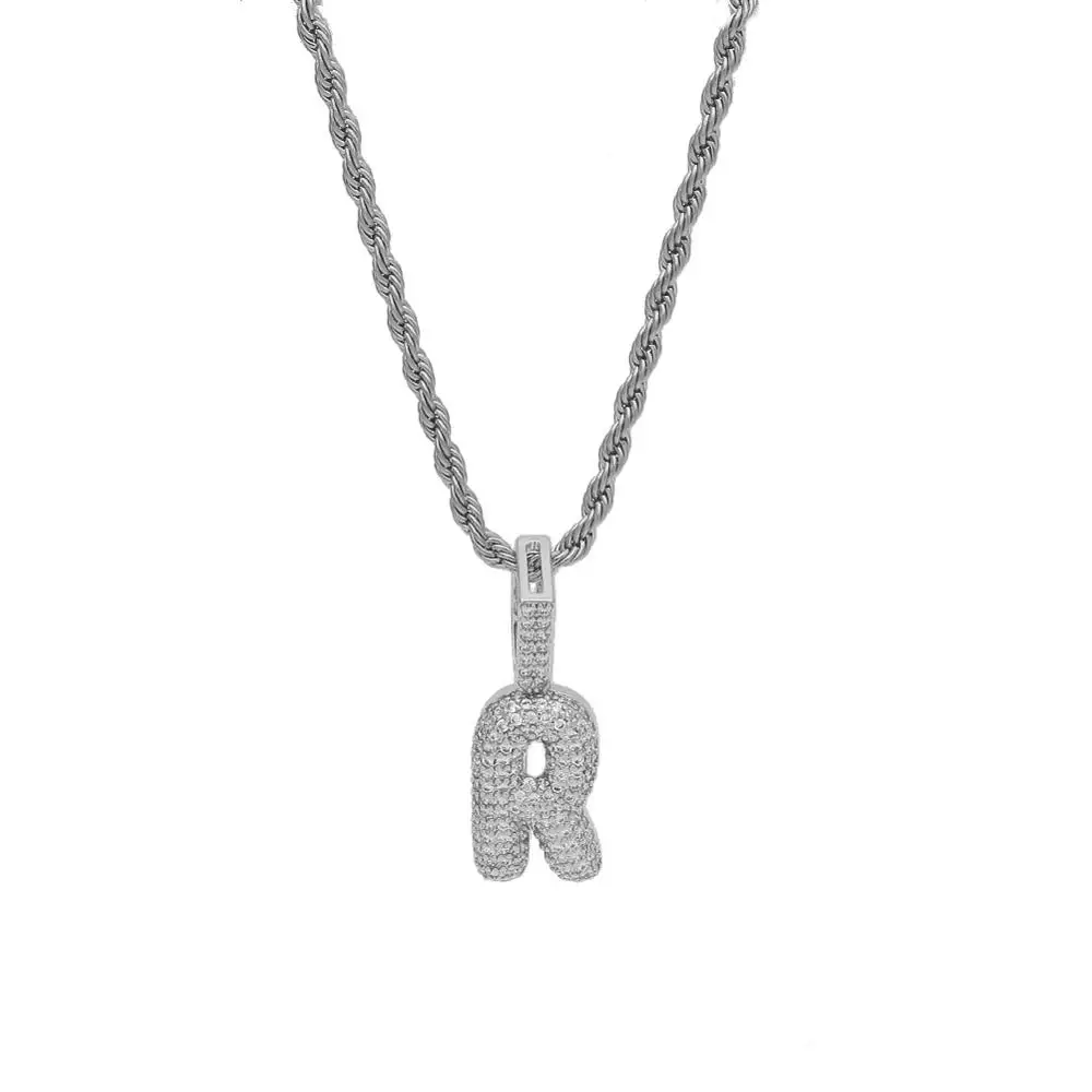 

A-Z Letter necklace Custom Iced Out Initials Bubble Letters Chain punk Pendant For Men Women Hip Hop Jewelry