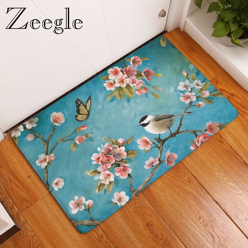Zeegle напольные коврики с рисунком птиц и деревьев для гостиной мягкие кухонный