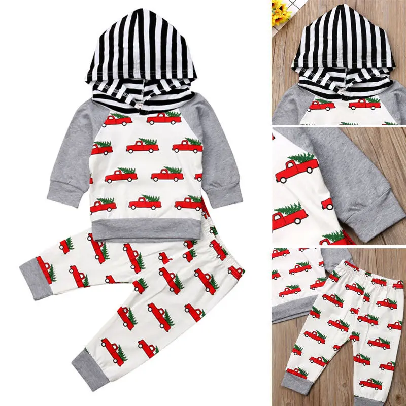 Одежда для новорожденных мальчиков и девочек с рождественской елкой топы