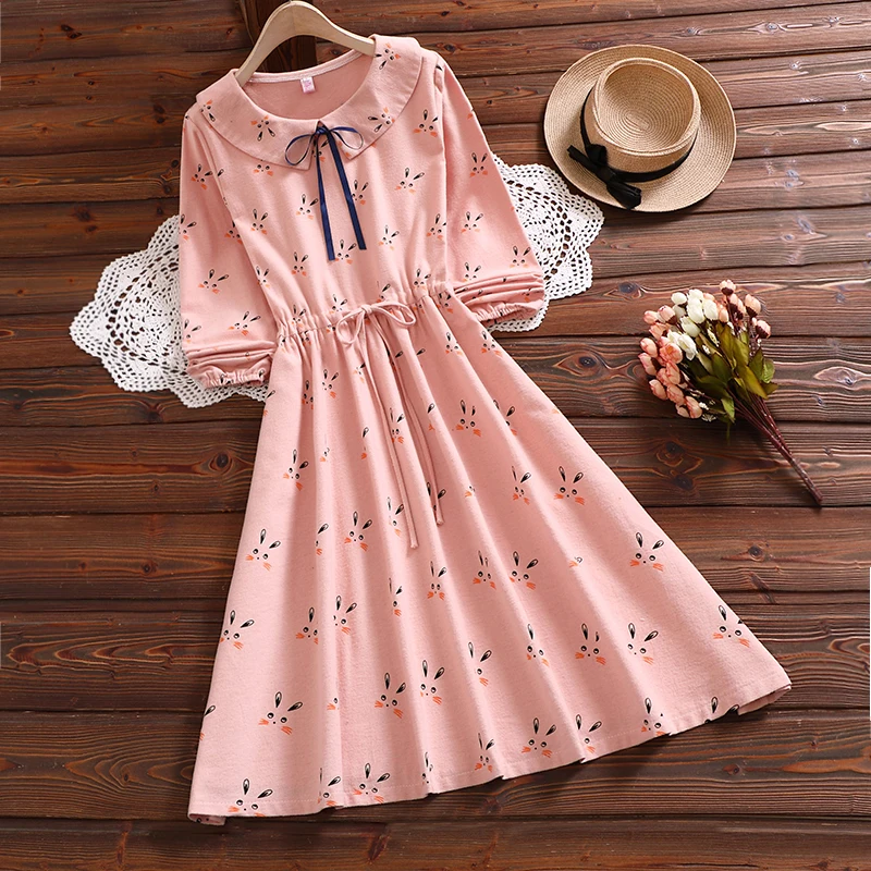 Женское свободное платье в стиле преппи розово-желтое ТРАПЕЦИЕВИДНОЕ ПЛАТЬЕ с