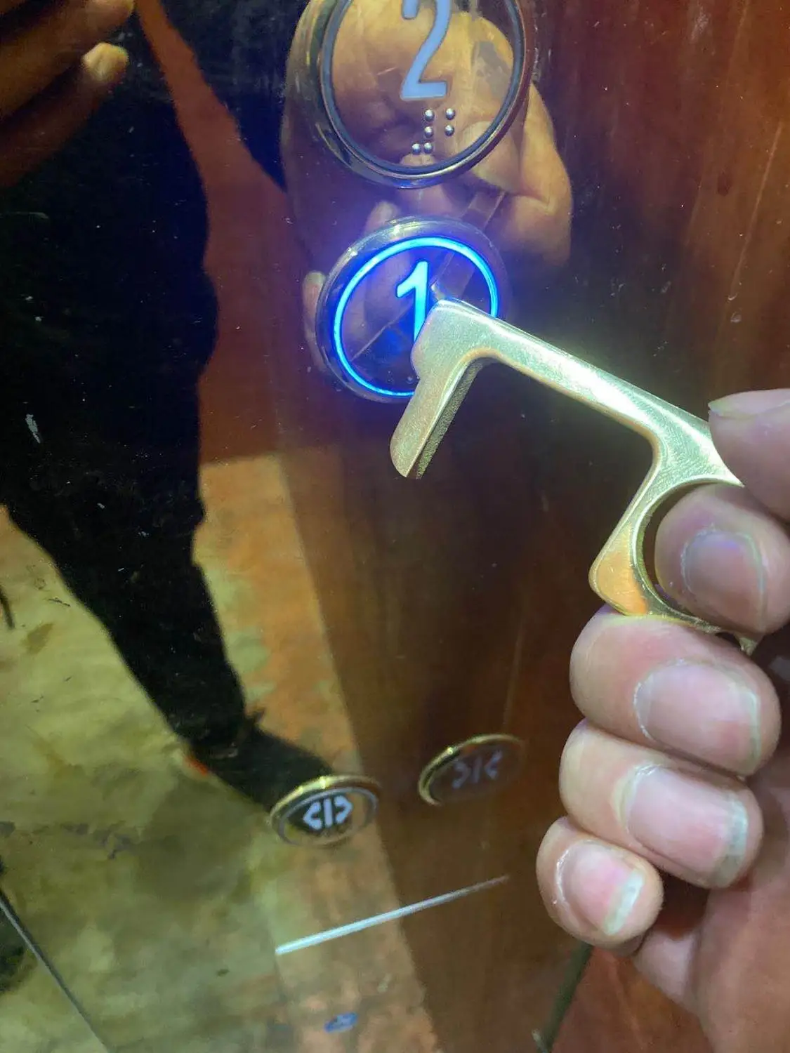 Гигиена ручная Антимикробная латунь EDC открывалка двери и стилус|Бытовые