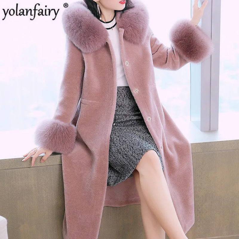 

Real Fur Coat Women Winter Warm Slim Sheep Fur Jacket Sheep Shearling Coat Woolen Overcoat Abrigos Mujer Invierno 2020 8119 Y602