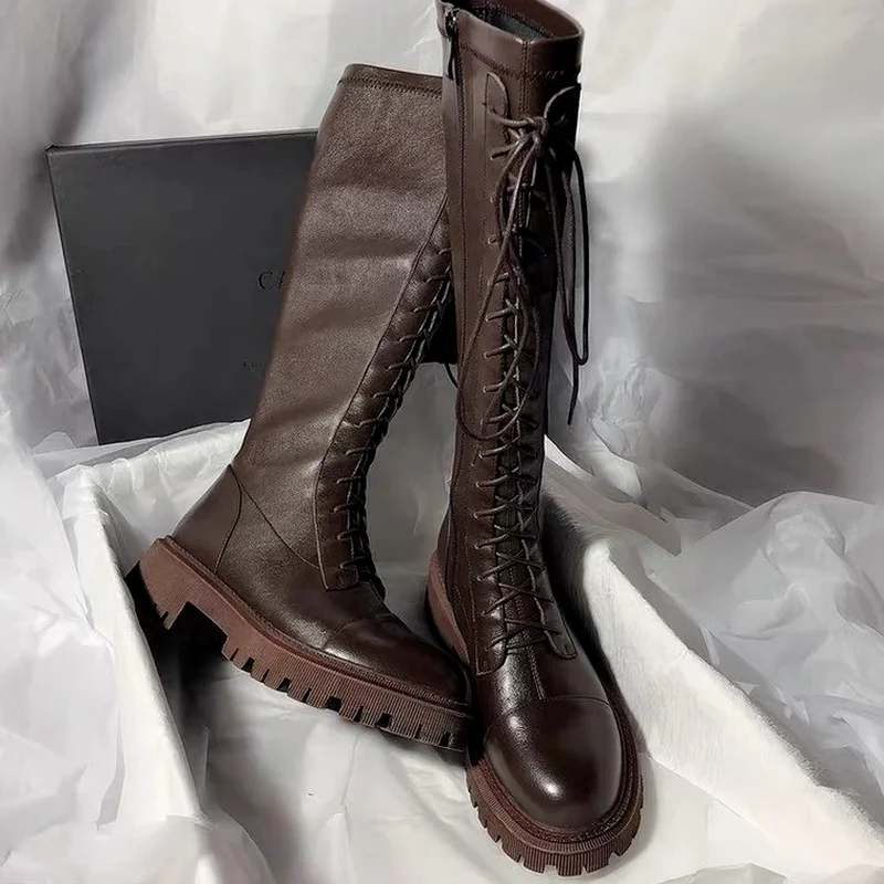 

Women Boots Over Knee Boots-Women Female Shoes Round Toe Over-the-Knee 2021 Ladies Autumn Lolita Rubber Low Mid Calf Retro Basi