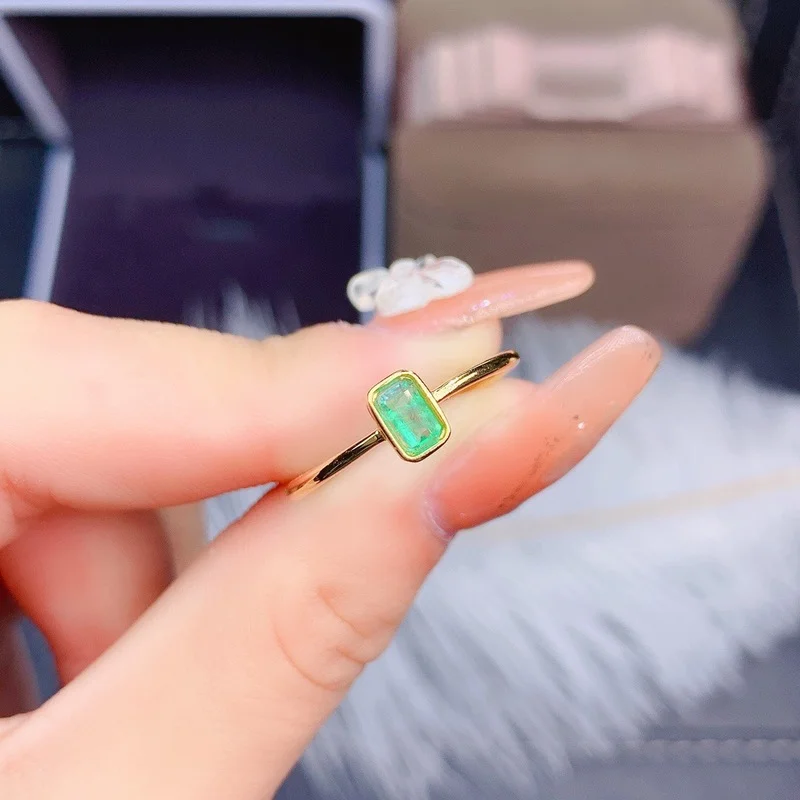 Кольцо из серебра 925 пробы с изумрудом для повседневного ношения 3 мм х 5 кольцо
