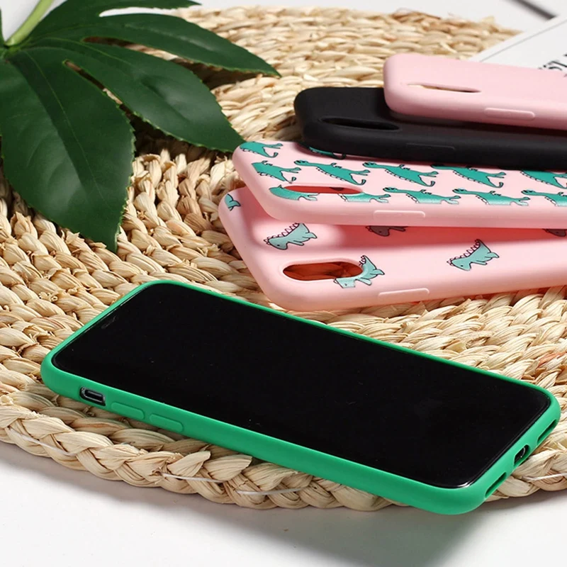 

2021 New 1pc Cute Thin Mobile Phone Soft Shell Creative Cartoon Crocodile Dinosaur Protective Shell Shockproof-for IPhone11/ 12