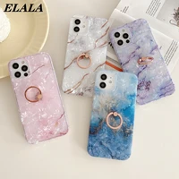 shell pattern phone case with finger ring for iphone 12 mini se 2020 11 pro max 7 8 plus xr xs soft imd marble conch back cover