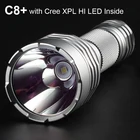 Фонарь Convoy C8 Plus, светодиодный, серебристый, с Cree XPL HI, 18650