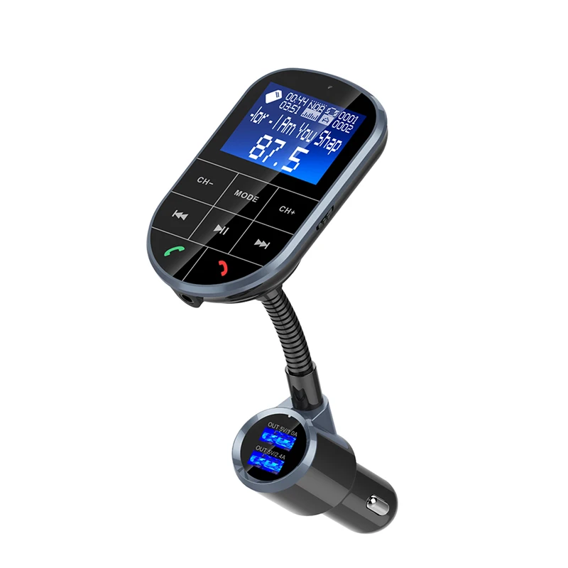 FM модулятор Bluetooth 4,2 MP3 музыкальный плеер Автомобильный комплект fm-передатчик Bluetooth радио передатчик AUX модулятор двойной usb зарядка - Название цвета: Черный