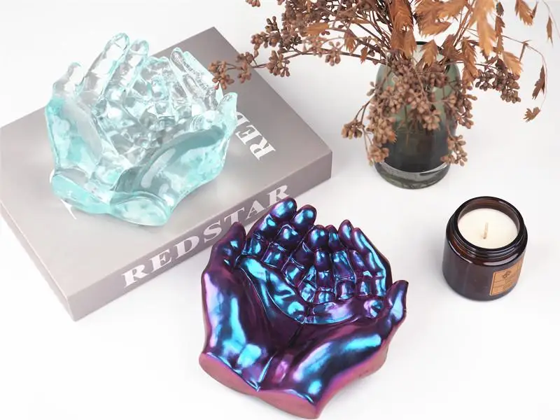 

DIY Crystal Epoxy Resin Mold Two-Hand Model Hand Storage Dish Ashtray Mirror Silicone Mold Making Tools
