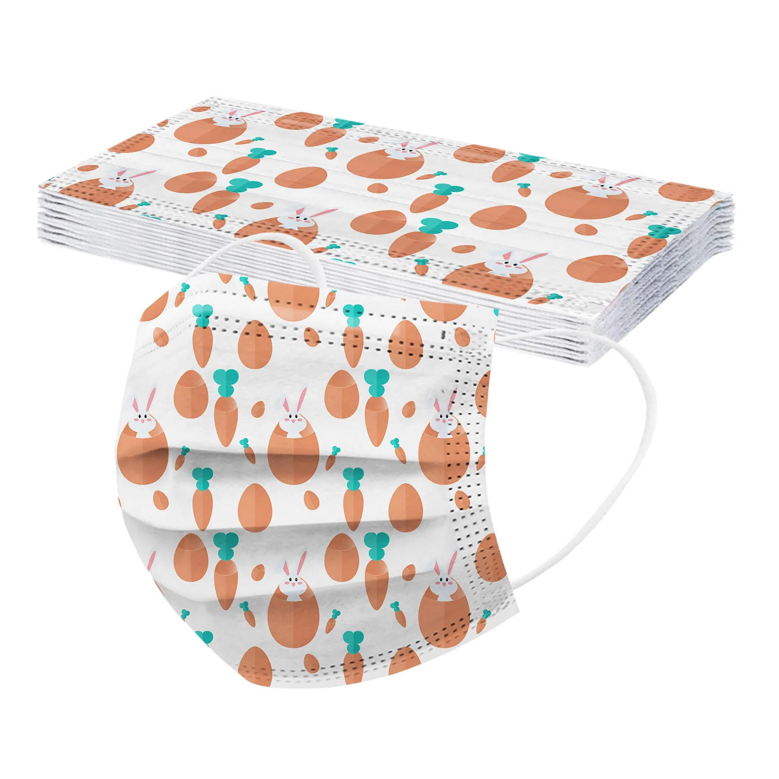 

Mscara Fast delivery Masque Headband Disposable Face Mask Unisex Children Easter Bunny 3-Layer Breathable Masks 10PCS