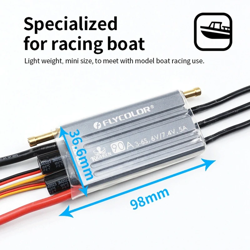 FLYCOLOR Kraken Series бесщеточный ESC 3-6S для RC лодок Водонепроницаемый 6V/7 4 V 5A BEC/система