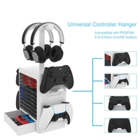 3 in 1 dual game controller holder headphone stand game disc rack for nx switch ps5 ps4 xbox multifunctional disk storage tower