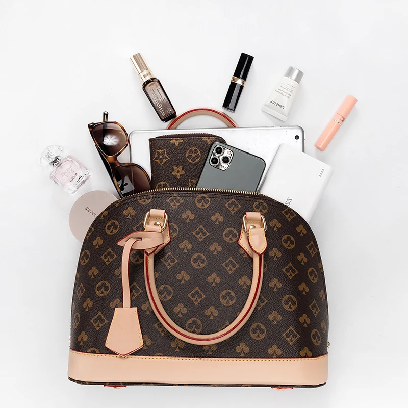 

Vintage Flower Printing Shell Leather Bag Women Crossbody Bag-Hobos Classical Fashion Messenger Bag Totes PU Shoulder Bag Totes