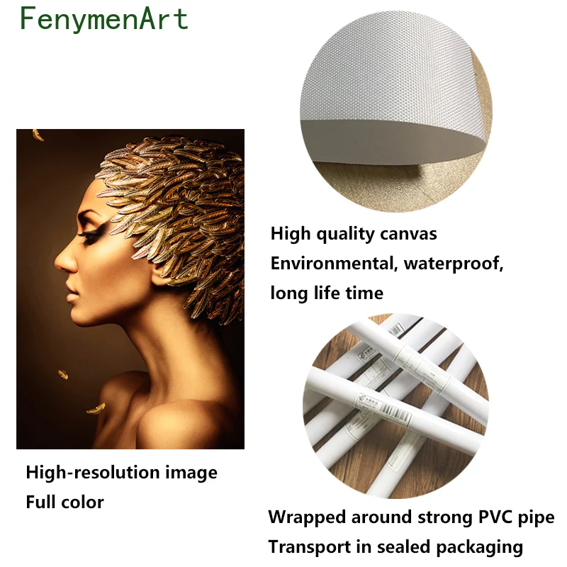 

Bling Gold Makeup Woman Canvas Paintings Home Wall Art Posters and Prints Wall Pictures for Living Room Home Decor