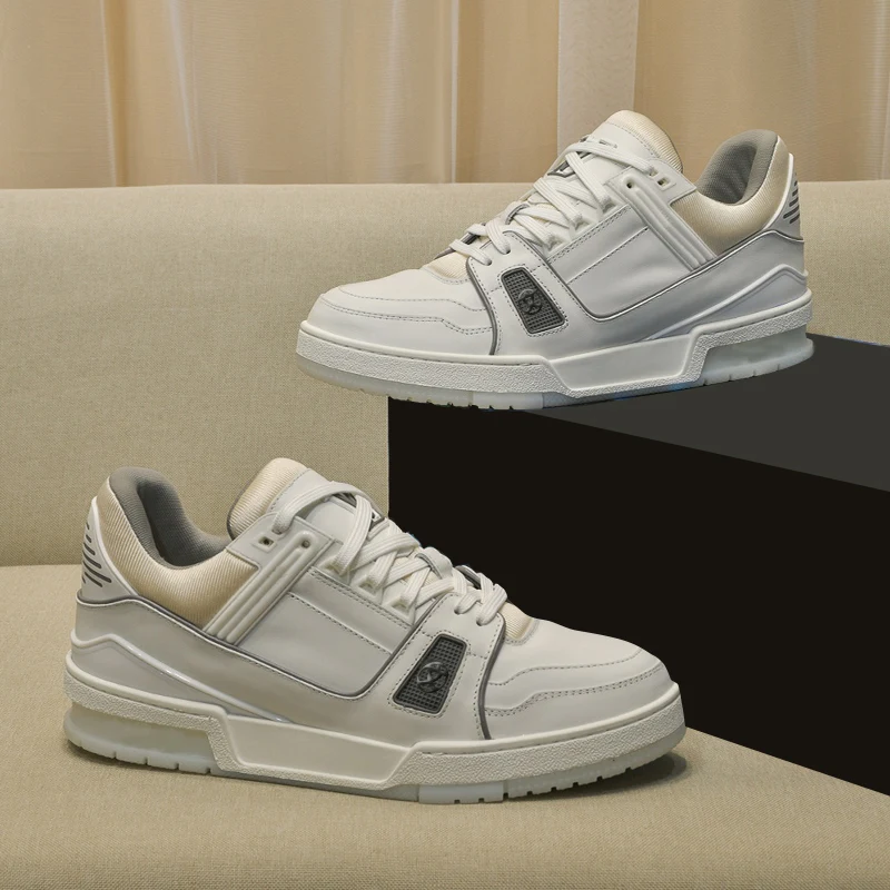 

venvenl lovers shoes French VVL logo latest casual white men's shoes genuine leather fashion all-around counter high quality box