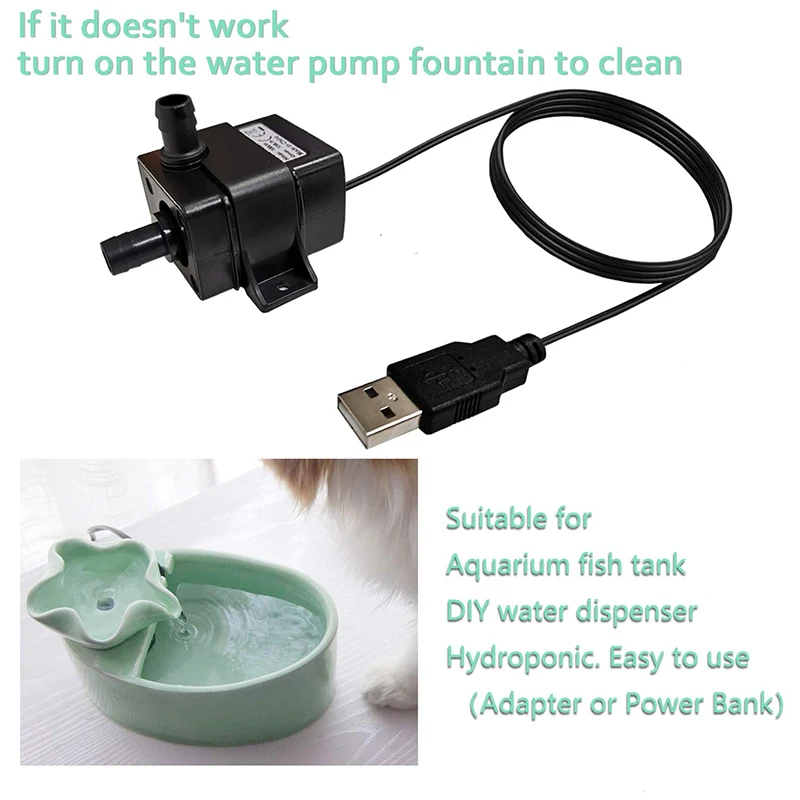 

USB Submersible Water Pump, Ultra Quiet Energy-Saving for Pond, Aquarium, Fish Tank Fountain, Small Water Pump