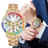relogio feminino top calendar watch mens luxury diamond clock waterproof watches stainless steel color wristwatch fashion gift