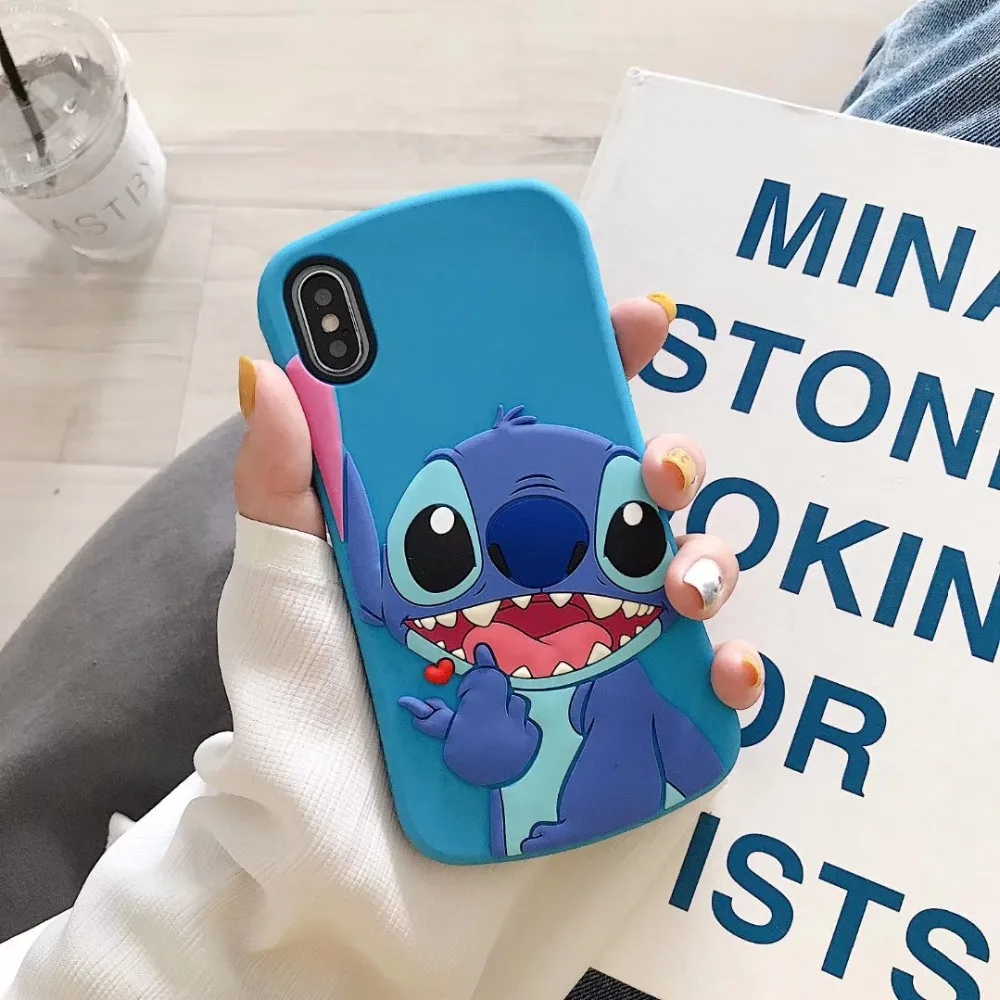 Милый мягкий силиконовый чехол с объемным рисунком животных для iPhone 5, 5S, 5C, SE, 6s, 7, 8 Plus, X, XS, XR, XS Max - Цвет: Smile Stitch