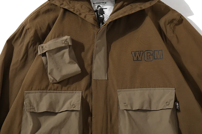 

Tide brand bape military style Multi Pocket Khaki Brown jacket windbreaker