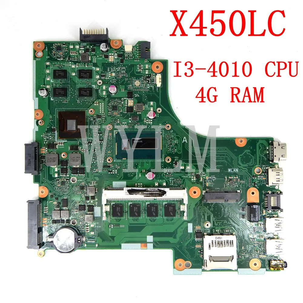 

Материнская плата для ноутбука X450LC MAIN_BD._ 4G/I3-4010U/AS Бортовая 4G RAM Материнская плата ASUS X450L X450LD X450LC A450L X450LB, протестирована