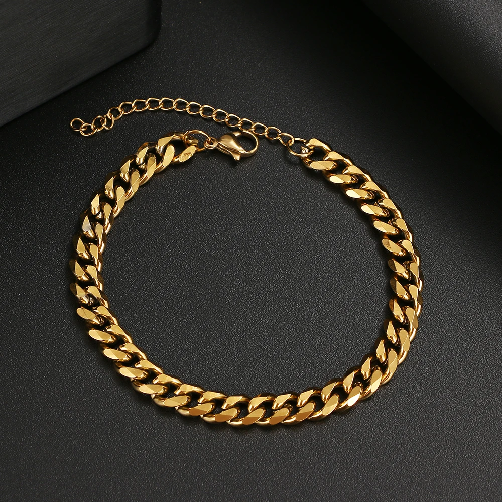 

Basic Punk Stainless Steel Bracelet For Men Women Cuban Link Chain Minimalist Bracelets Hot Jewelry Gothic Wedding Gifts NEW