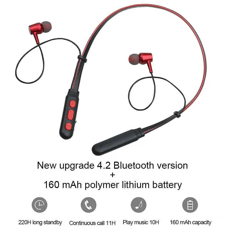 Беспроводные Bluetooth наушники спортивные для бега стерео гарнитура с супер басами