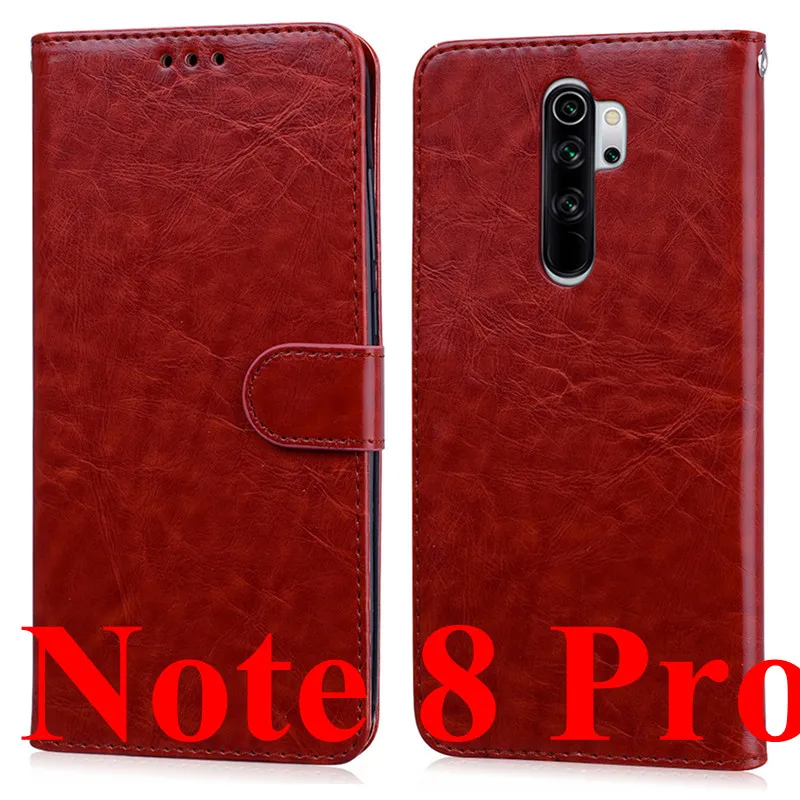 Brown- Note 8 Pro Чехол для телефона для Xiaomi Redmi Note 8 Pro Чехол силиконовый бампер кожаный флип-чехол для Xiaomi Redmi Note 8 PRO Note8 Pro черный Fundas - Цвет: Brown- Note 8 Pro