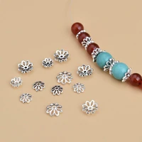 5pcslot 6mm 925 sterling silver beads caps hollow flower filigree bead end caps for diy jewelry making bracelet accessories