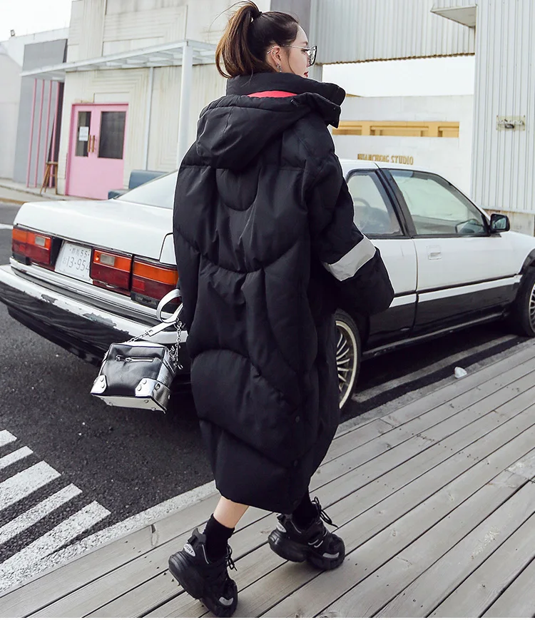 Пуховик женский зимний длинный с капюшоном свободный теплый 2021 | Женская одежда