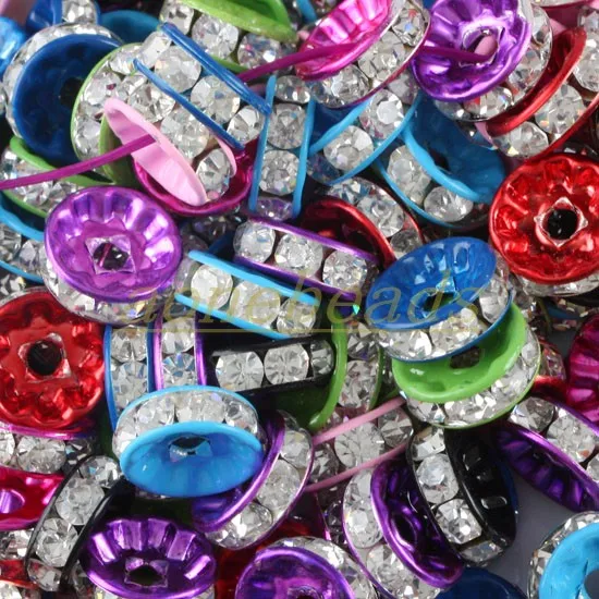 

TUMBEELLUWA 20pcs 10mm Mixed Color Rhinestone Loose Spacer Beads Charms For Jewelry Making DIY Necklace Bracelet Accessories