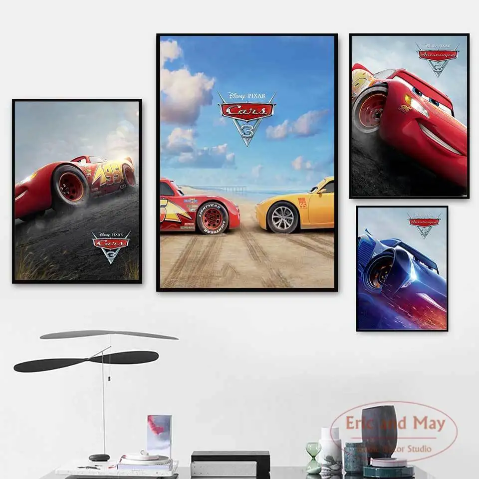 Car 3 Lightning Mcqueen Posters And Prints Modern Nordic Wall Art Printing Canvas Painting Pictures For Kids Room Decor | Дом и сад