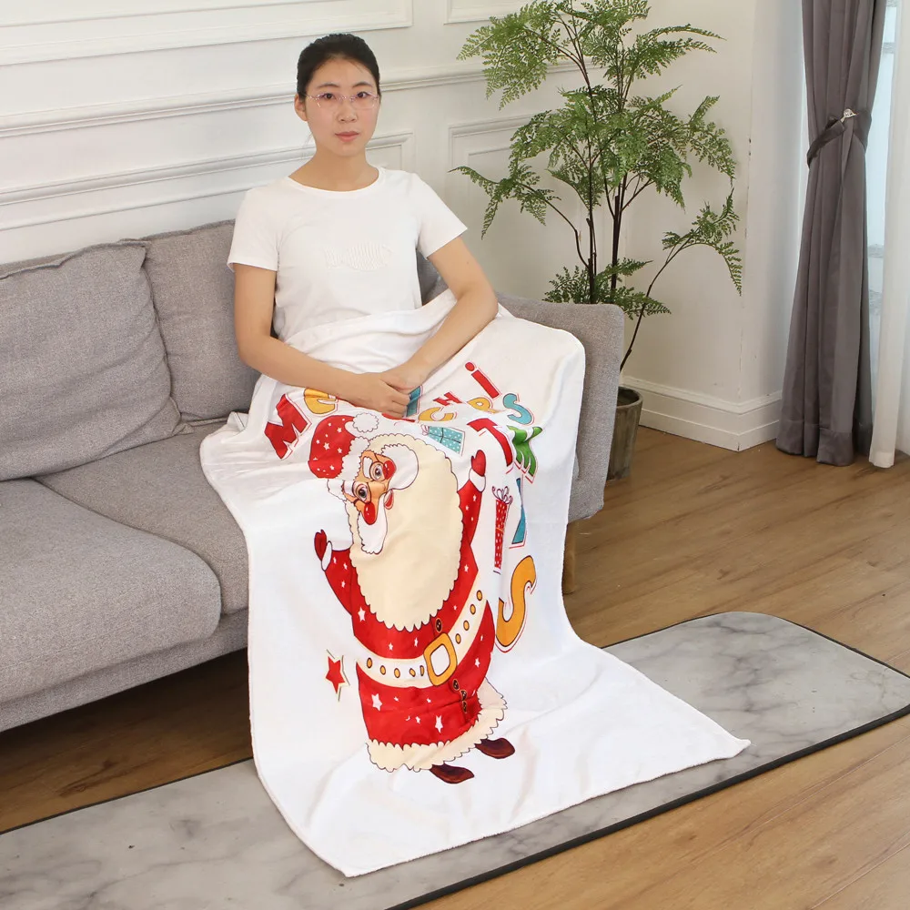 OUNEED Christmas Blanket Flannel Fabric Sofa Bed Blanket 150x200CM Office Children Towel Portable Car Travel Cover Blanket#45