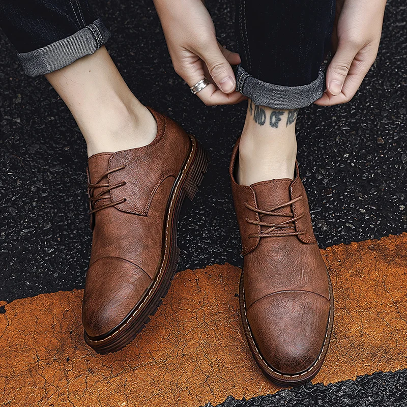 Genuine Leather Men's Dress Shoes British Style Fashion Lace Up Formal Oxford Classic Gentleman Business Shoe | Обувь