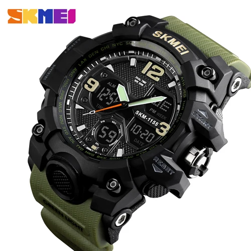 Army Green watch SKMEI naviforce часы мужские брендовые военные мужские спортивные часы Роскошные водонепроницаемые аналоговые кварцевые часы мужские модные светодиодный цифровые часы Relogio Masculino - Цвет: Army Green watch