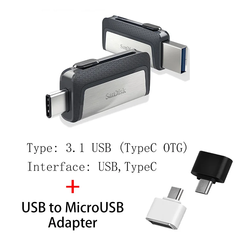 SDDDC2 A Sandisk type C OTG USB флэш-накопитель 64 128 ГБ Флешка 128 Гб 64 ГБ 32 ГБ 256 ГБ флеш-накопитель 3,1 USB флешка диск на ключе памяти для телефона - Цвет: SDDDC2 A