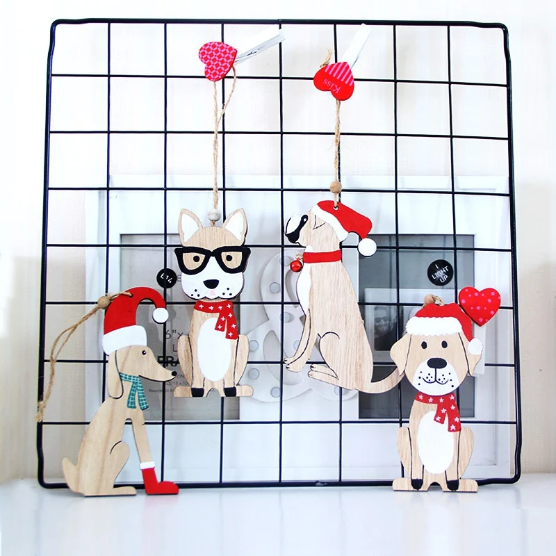 Рождественская елка подвесная милая собака дизайн деревянные Рождественские