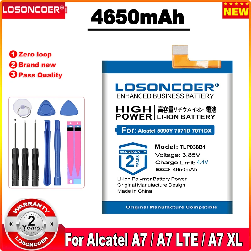Аккумулятор LOSONCOER TLp038B1 TLp038BC на 4650 мА · ч для Alcatel One Touch 5090Y 7071D 7071DX XL A7 LTE батареи