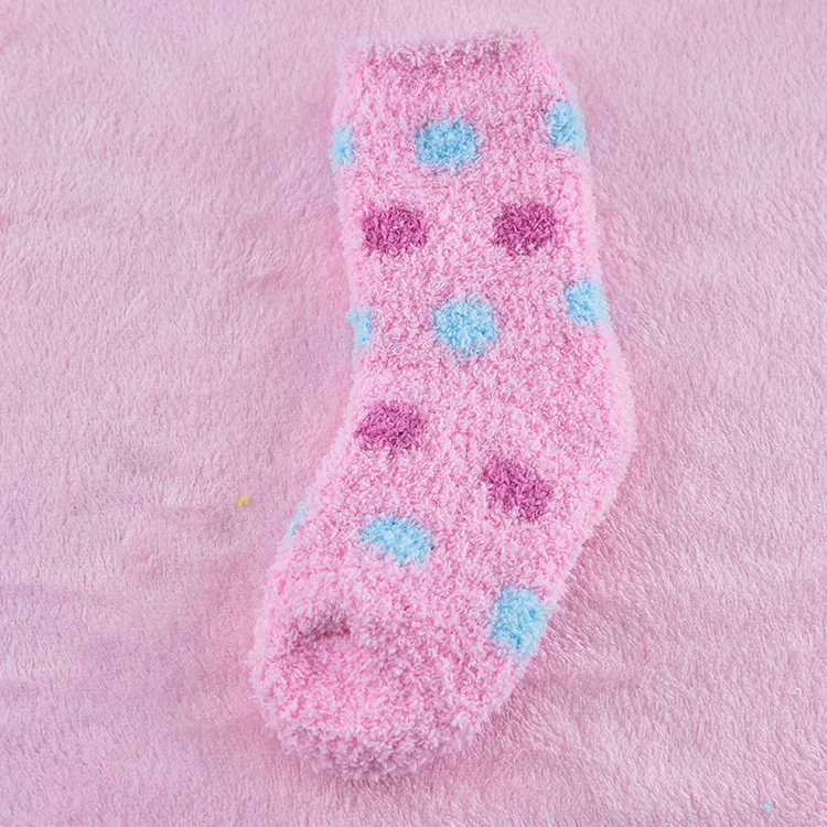 1 par de mediados de-longitud de pantorrilla calcetines dulce caramelo c&aacute;lida lana color Coral beb&eacute; calcetines suave caliente para 3-8 a&ntilde;os los ni&ntilde;os-4