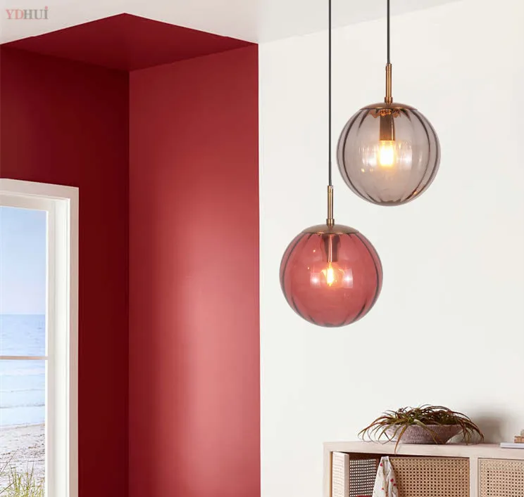 Современный светодиодный светильник светильники цветной стеклянный шар