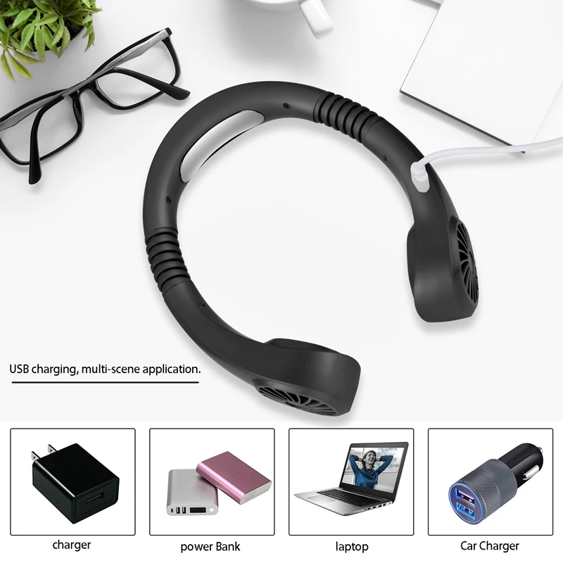 

USB Portable 2 in 1 Air Cooler Mini Electric Air Conditioner Portable Hanging Neck Fan