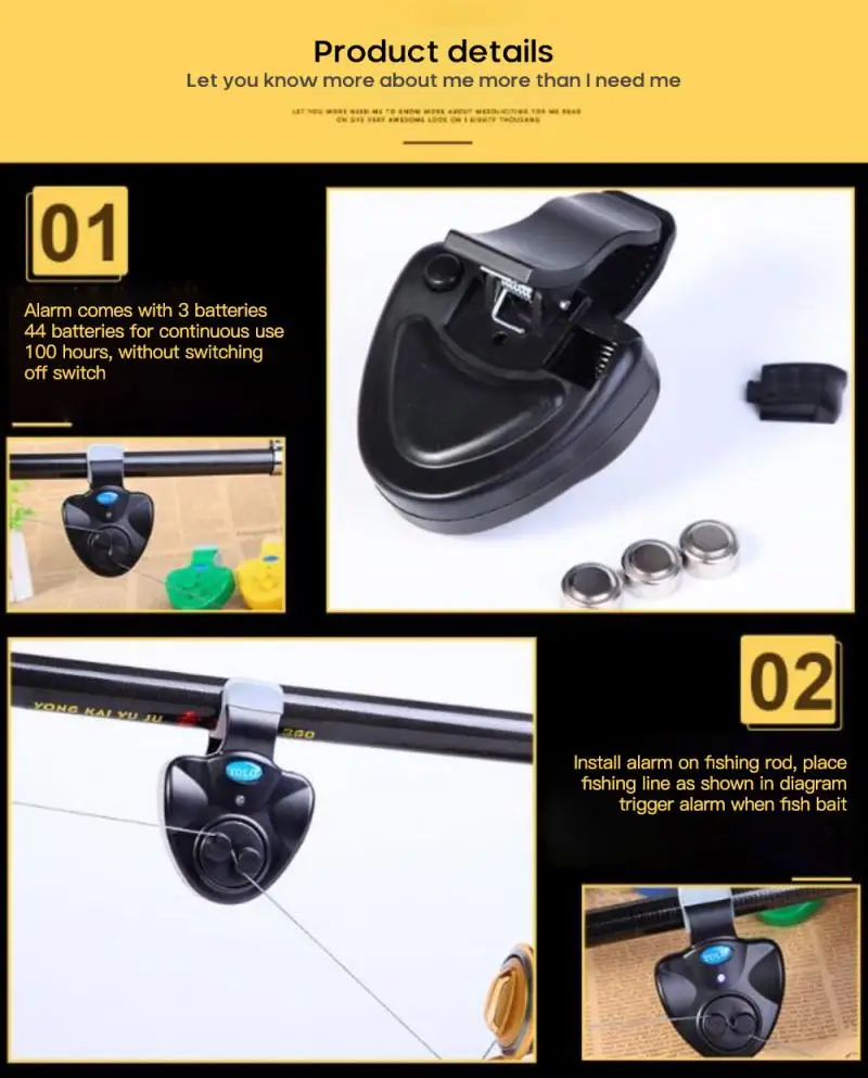 

Fishing Alarm Portable Electronic Fishing Bite Alarm Night Fishing Smart Reminder Bite Alarm Night Indicator with LED Light