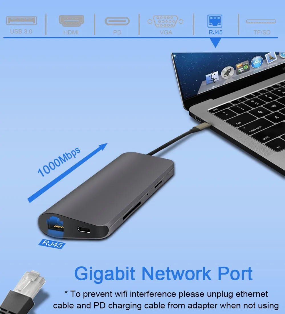 USB C концентратор типа для мульти Thunderbolt 3 HDMI адаптер док-станция MacBook Pro PD