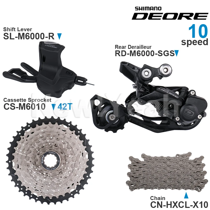 SHIMANO DEORE 10 Speed Groupset M6000 Shifter Rear derailleur and High Quality Cassette Sprocket 42T/46T/50T Chain - купить по