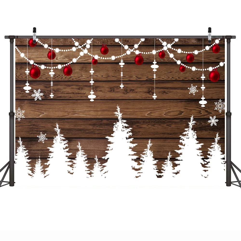 Celebration Christmas Winter Photo Background Rustic Style Wood Floor Snow Forest Backdrop Snowflake Custom | Электроника